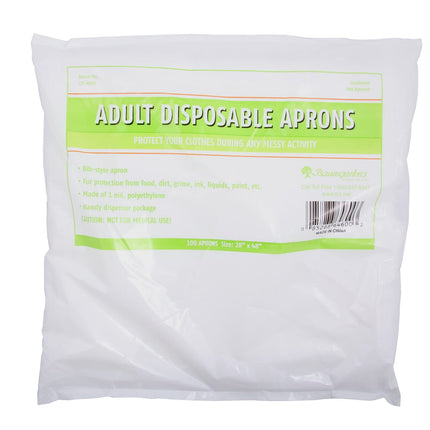 Baumgartens Bib Style Adult Disposable Aprons 100 Pack CLEAR (CP-4600)