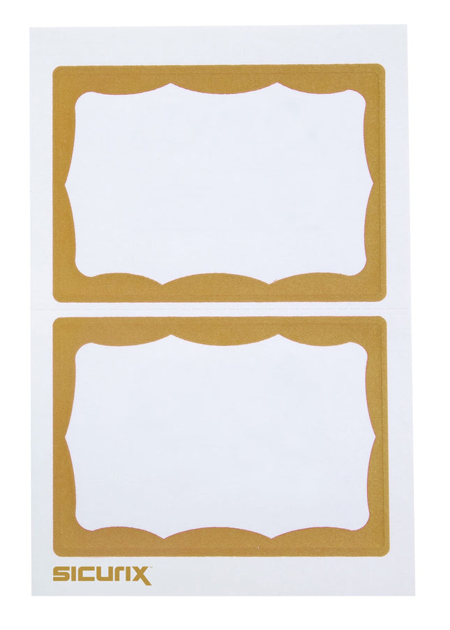 SICURIX GOLD Border Adhesive Badges 2 Per Sheet 100 Pack WHITE (67647)