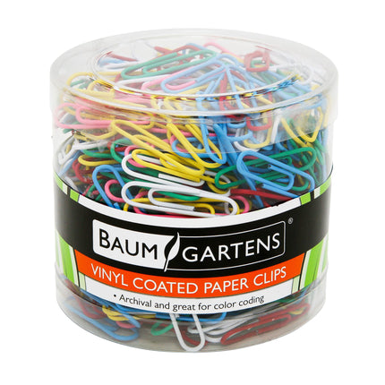 Baumgartens Vinyl Coated Paper Clips Jumbo Size 200 Pack ASSORTED Colors (ES-9400)