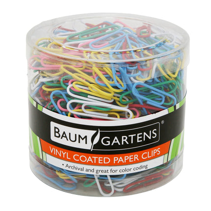 Baumgartens Vinyl Coated Paper Clips #1 Standard Size 500 Pack ASSORTED Colors (ES-9500)