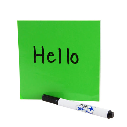 Magic Whiteboard Sticky Notes Pad GREEN 50 Sheets (4”x4”) Portable Dry-Erase Surface (MW1352)