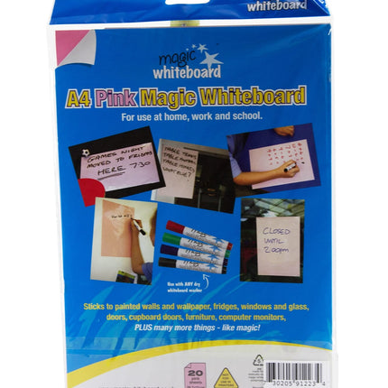 Magic Whiteboard Letter-sized 20 Sheets PINK (8.25” x 11.75”) Portable Dry-Erase Surface (MW1223)