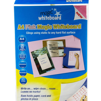 Magic Whiteboard Letter-sized 20 Sheets PINK (8.25” x 11.75”) Portable Dry-Erase Surface (MW1223)