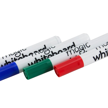 Magic Whiteboard Dry Erase Markers | BLACK BLUE GREEN RED | Low-Odor | Non-Toxic (MW5204)