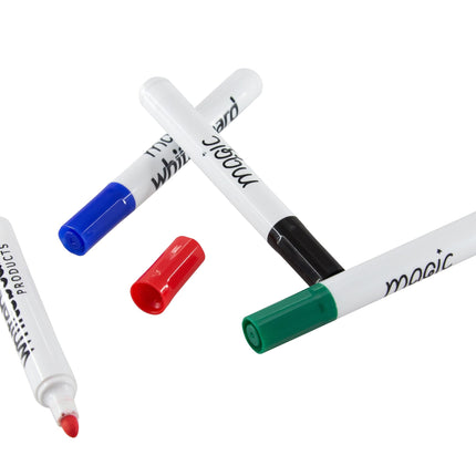 Magic Whiteboard Dry Erase Markers | BLACK BLUE GREEN RED | Low-Odor | Non-Toxic (MW5204)