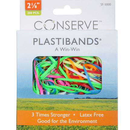 Conserve PlastiBands 2 1/8" 200 Pack ASSORTED Colors (SF-5000)