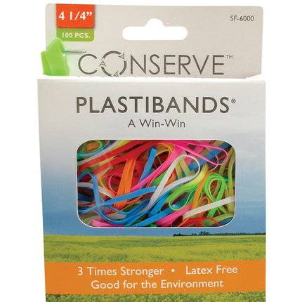 Conserve PlastiBands 4 1/4" 100 Pack ASSORTED Colors (SF-6000)