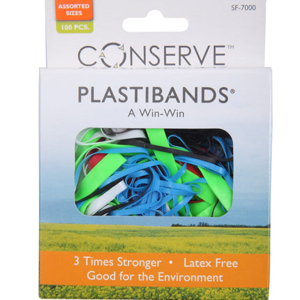 CONSERVE PlastiBands ASSORTED Sizes 100 Pack ASSORTED Colors (SF-7000)