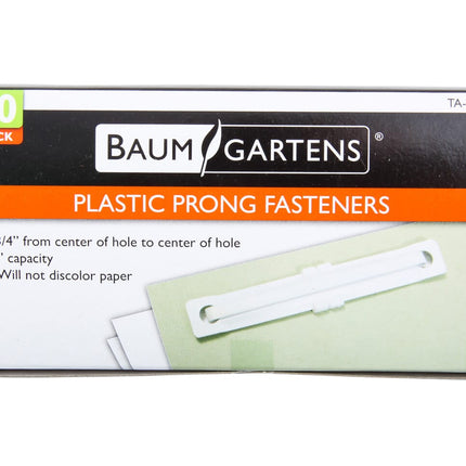 Baumgartens Prong Paper Fasteners 50 Pack WHITE (TA-1501)
