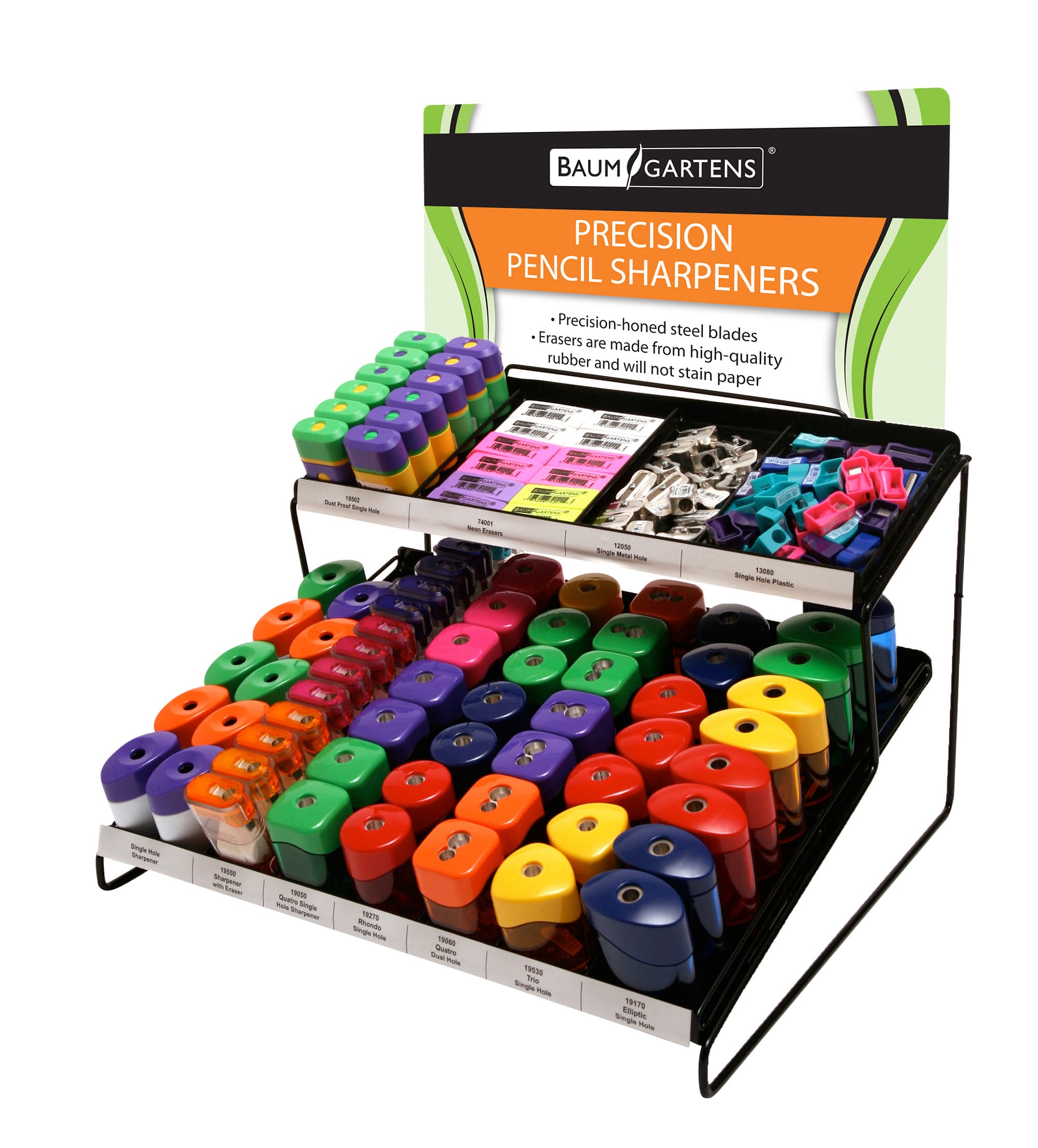 Baumgartens Neon Pencil Erasers Assorted Colors (74001)