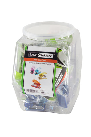 Baumgartens Mini Hole Punch Hexagonal Tub Display of 30 ASSORTED Colors (20279)