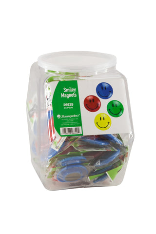 Zeüs Smiley Face Magnets Hexagonal Tub Display of 24 ASSORTED Colors (26629)