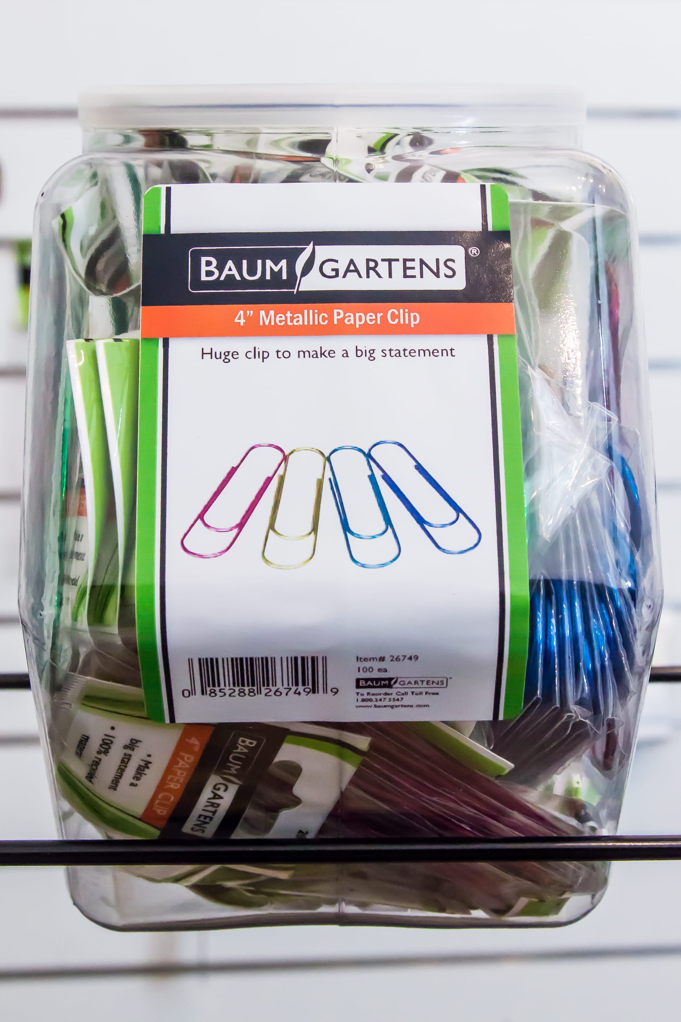 Baumgartens Vinyl Coated Paper Clips #1 Standard Size 100 Pack