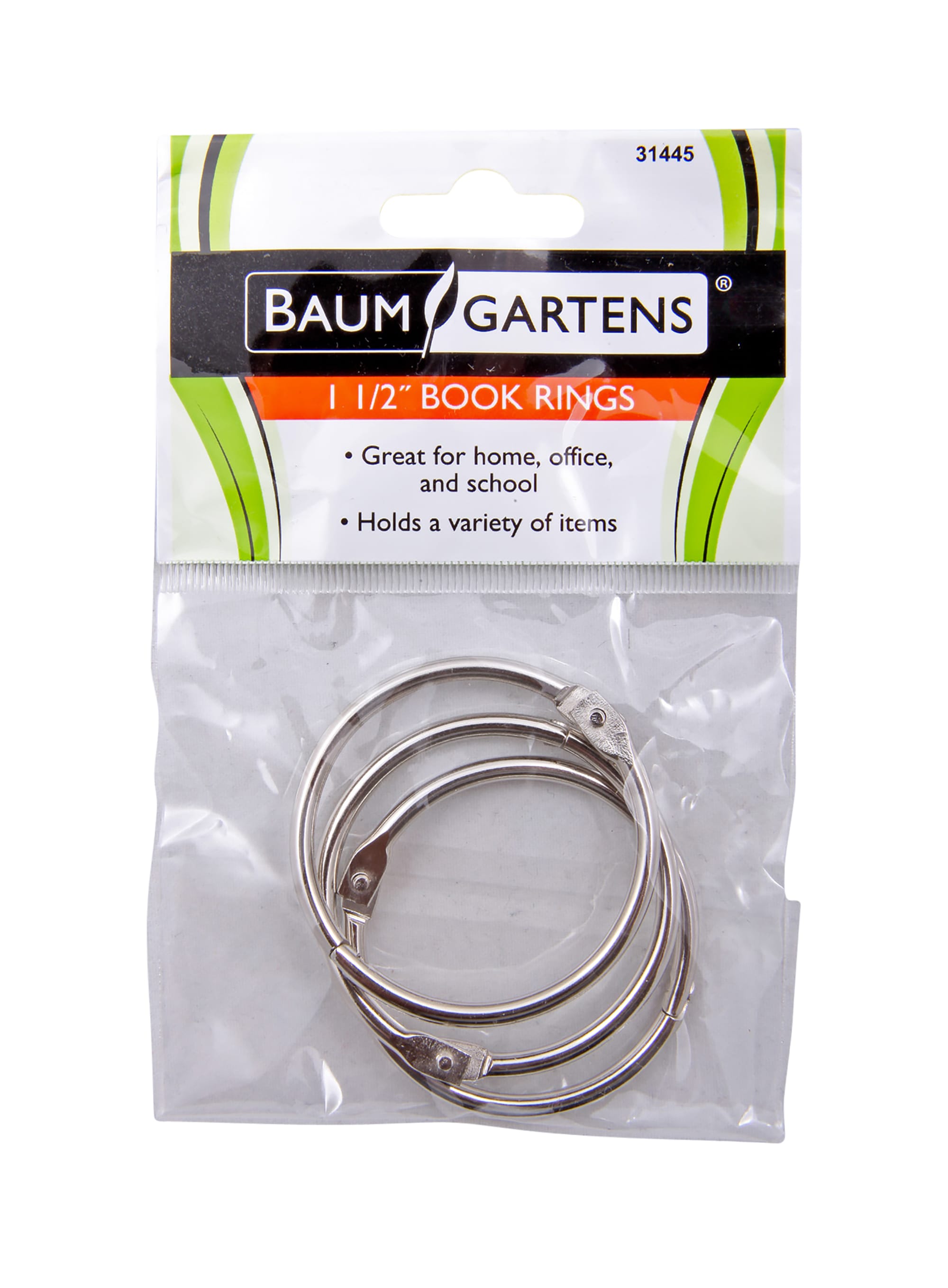 Baumgartens Book Rings 1 1/2" 3 Pack CHROME (31445) Baumgartens