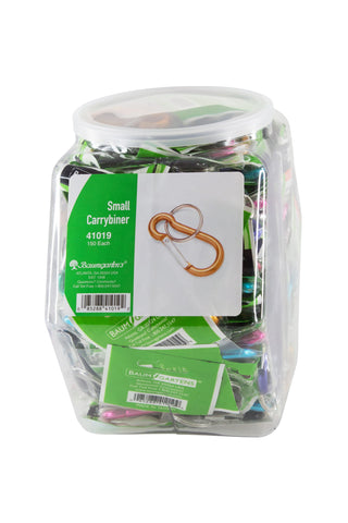 Baumgartens Caribiner Keychains Small Size Hexagonal Tub Display of 150 ASSORTED Colors (41019)
