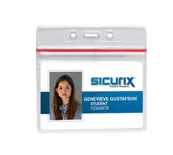 SICURIX Zip Closure Sealable ID Badge Holders Horizontal 50 Pack CLEAR (47830)