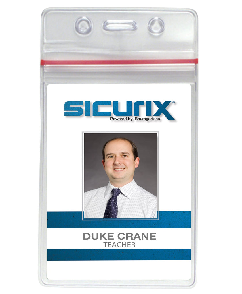 SICURIX Zip Closure Sealable ID Badge Holders Vertical 50 Pack CLEAR ...