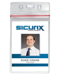 SICURIX Zip Closure Sealable ID Badge Holders Vertical 50 Pack CLEAR (47840)
