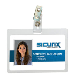 SICURIX Self Laminating Badge Holders Horizontal Clip 25 Pack CLEAR (62916)