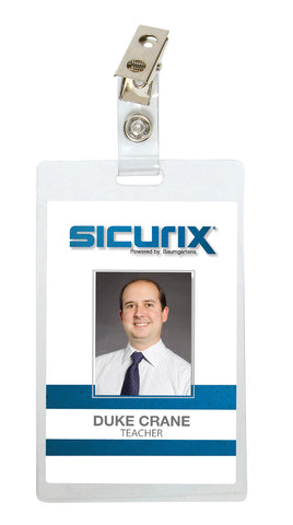 SICURIX Self Laminating Badge Holders Vertical Clip 25 Pack CLEAR (62926)
