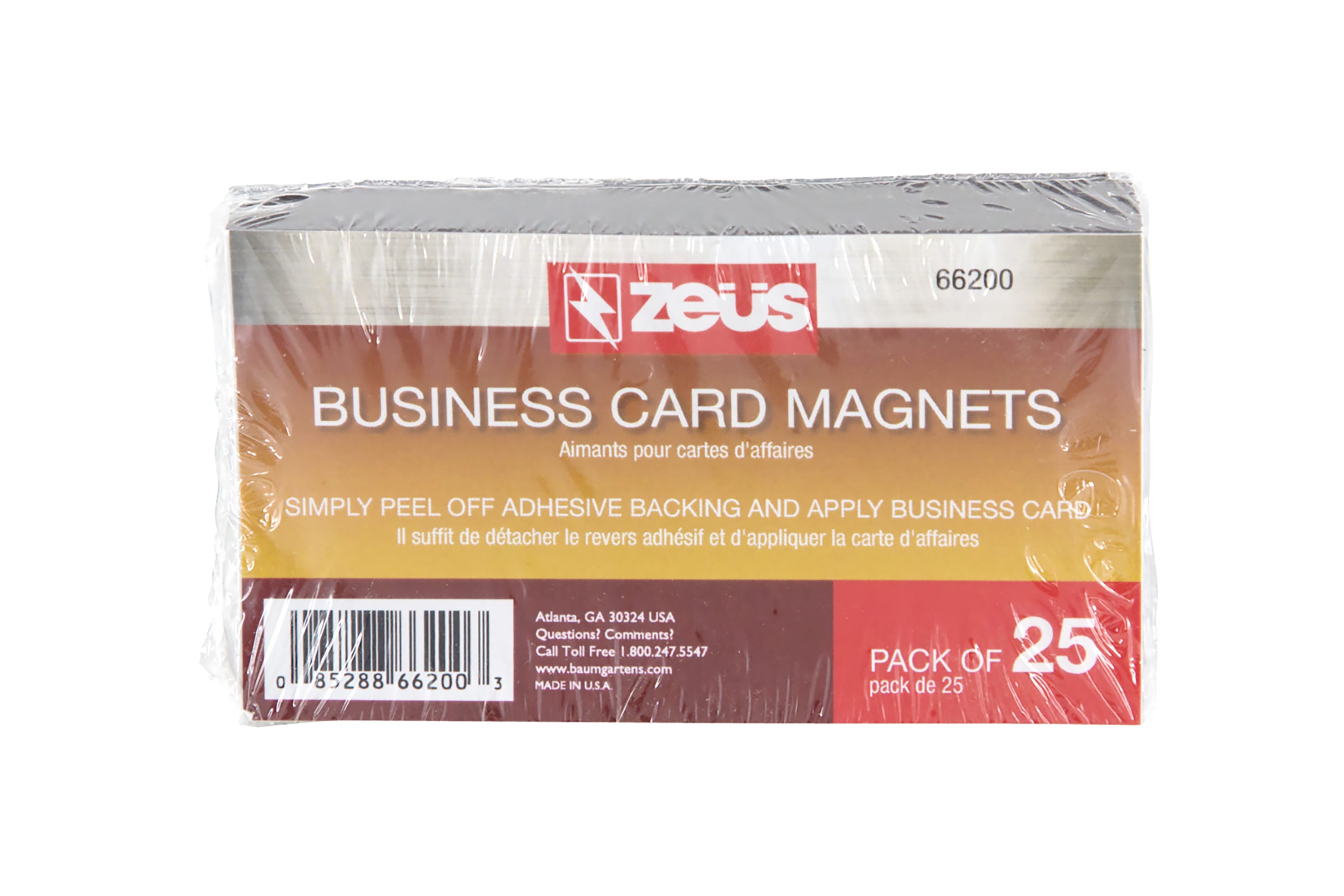 Zeüs Adhesive Backed Business Card Magnets 3 1/2" x 2" 25 Pack WHITE (66200)