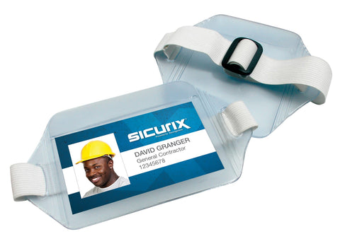 SICURIX Armband Badge Holders Horizontal Elastic Strap CLEAR (66885)