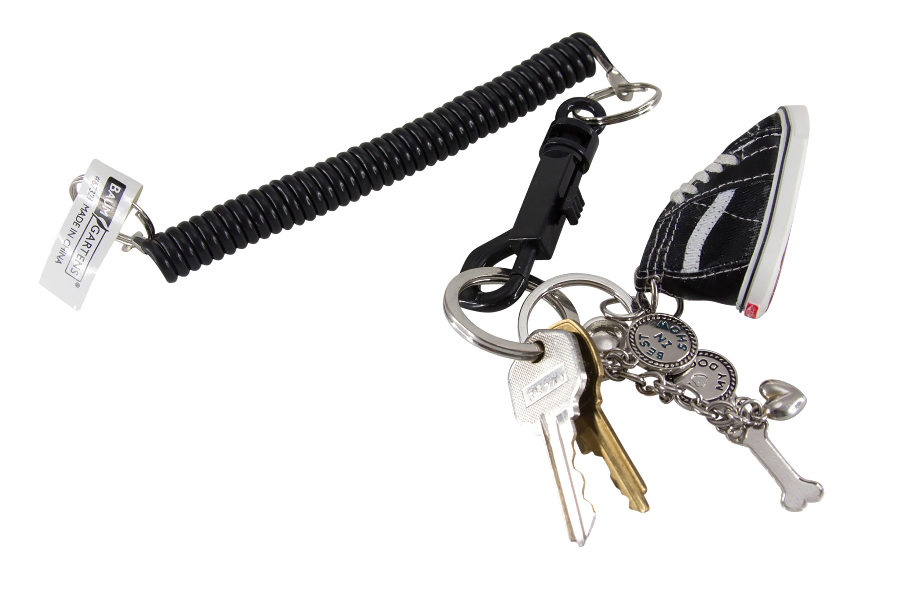 Baumgartens Key Ring Wrist Coil and Clip Keychain BLACK (67321)