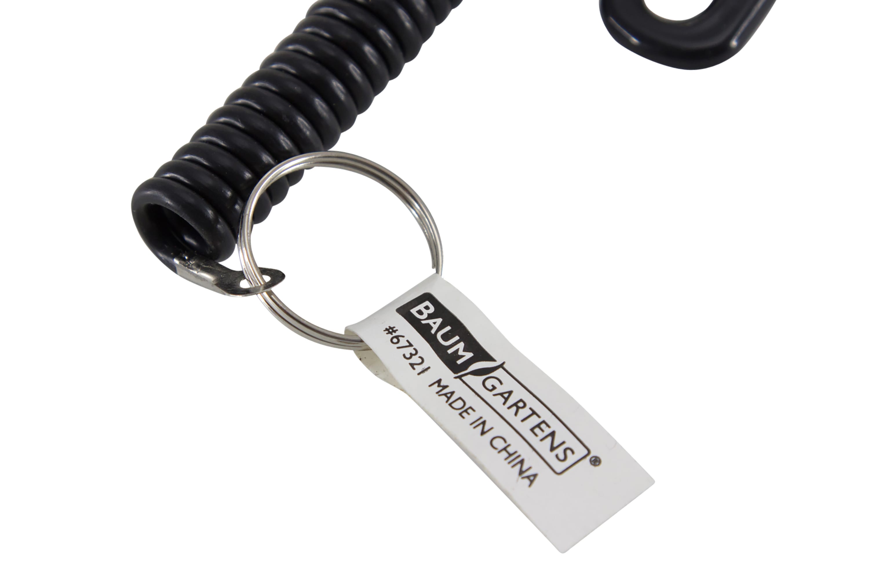 Baumgartens Key Ring Wrist Coil and Clip Keychain BLACK (67321)