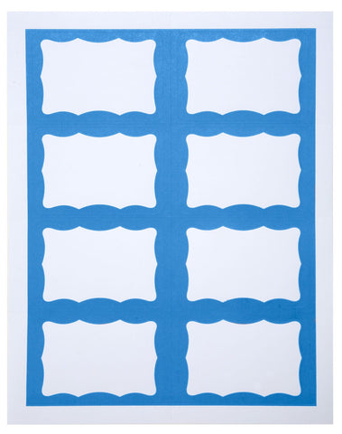 SICURIX BLUE Border Adhesive Badges 8 Per Sheet 200 Pack WHITE (67653)