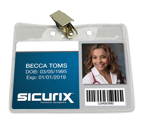 SICURIX Standard Badge Holders Horizontal Clip 50 Pack CLEAR (67850)