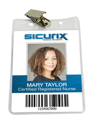 SICURIX Standard Badge Holders Vertical Clip 50 Pack CLEAR (67860)