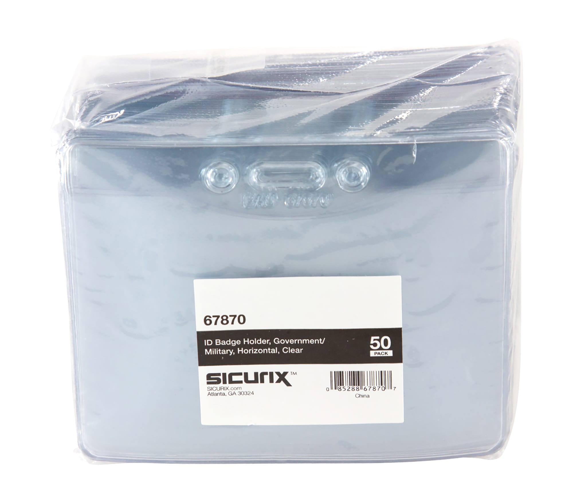 SICURIX Government/Military Size Badge Holders Horizontal 50 Pack CLEAR (67870)