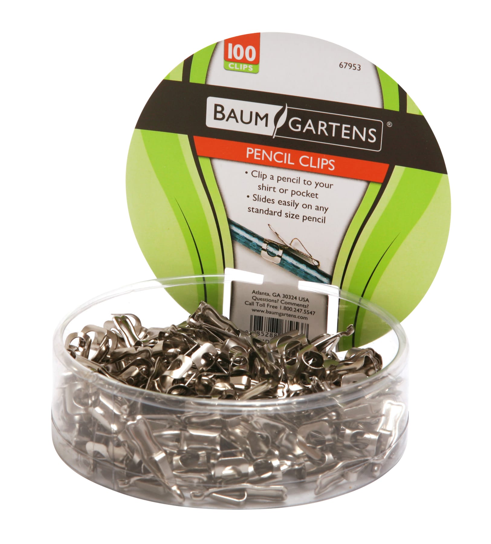 Baumgartens Pencil Clips 100 Pack CHROME (67953)