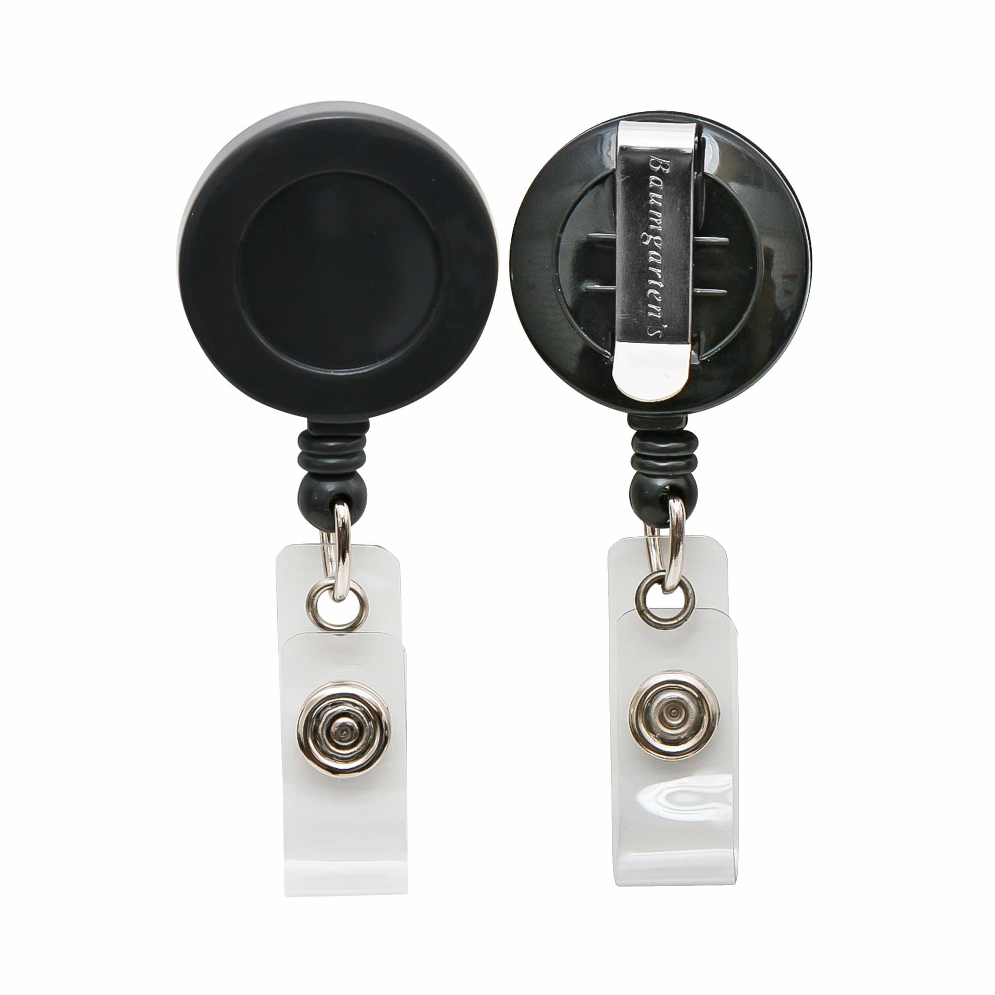 SICURIX Standard ID Badge Reels Round Belt Clip Strap 25 Pack BLACK (6 –  Baumgartens 