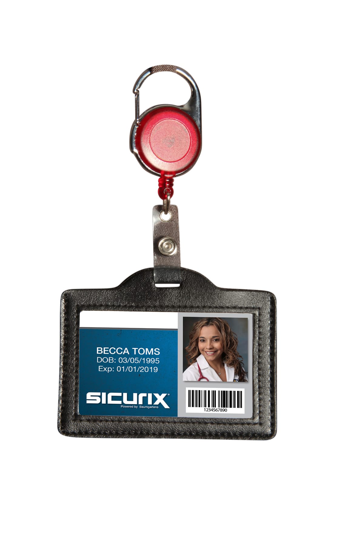 SICURIX Quick Clip ID Badge Reels Round Strap RED (68752)