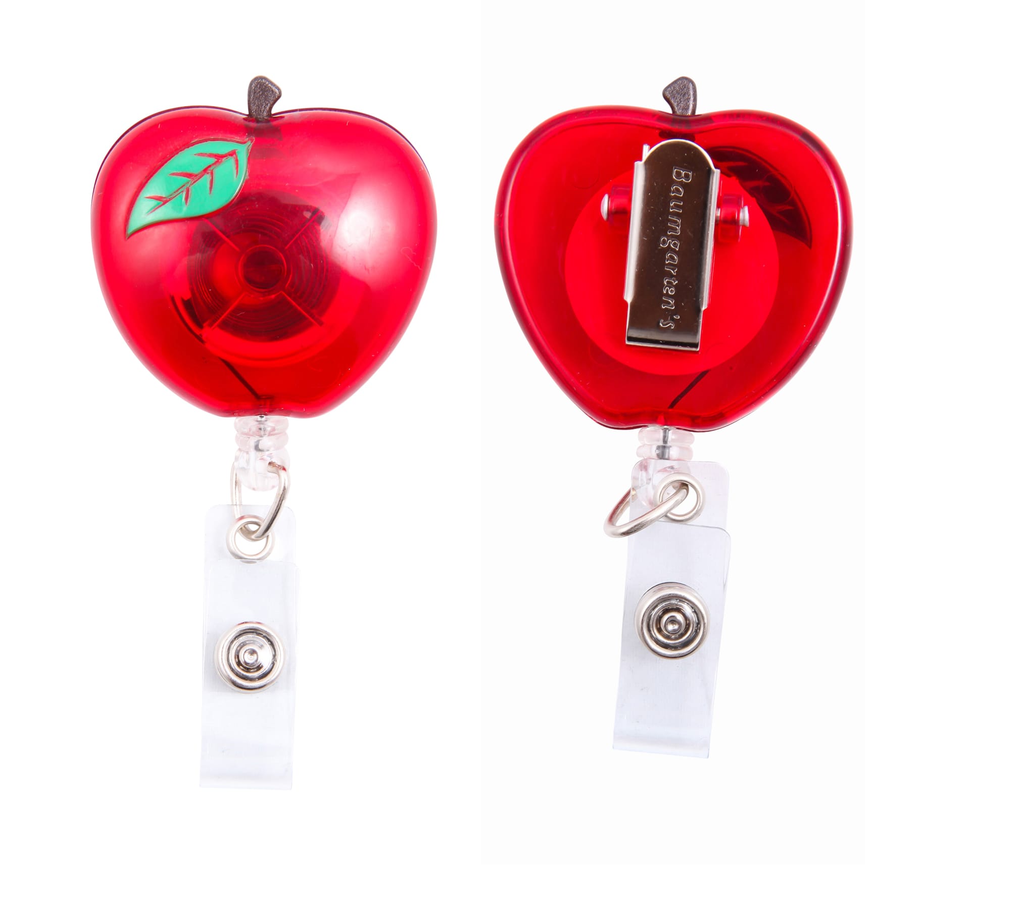 SICURIX Apple Shaped ID Badge Reel Round Swivel Spring Clip Strap RED –  Baumgartens 