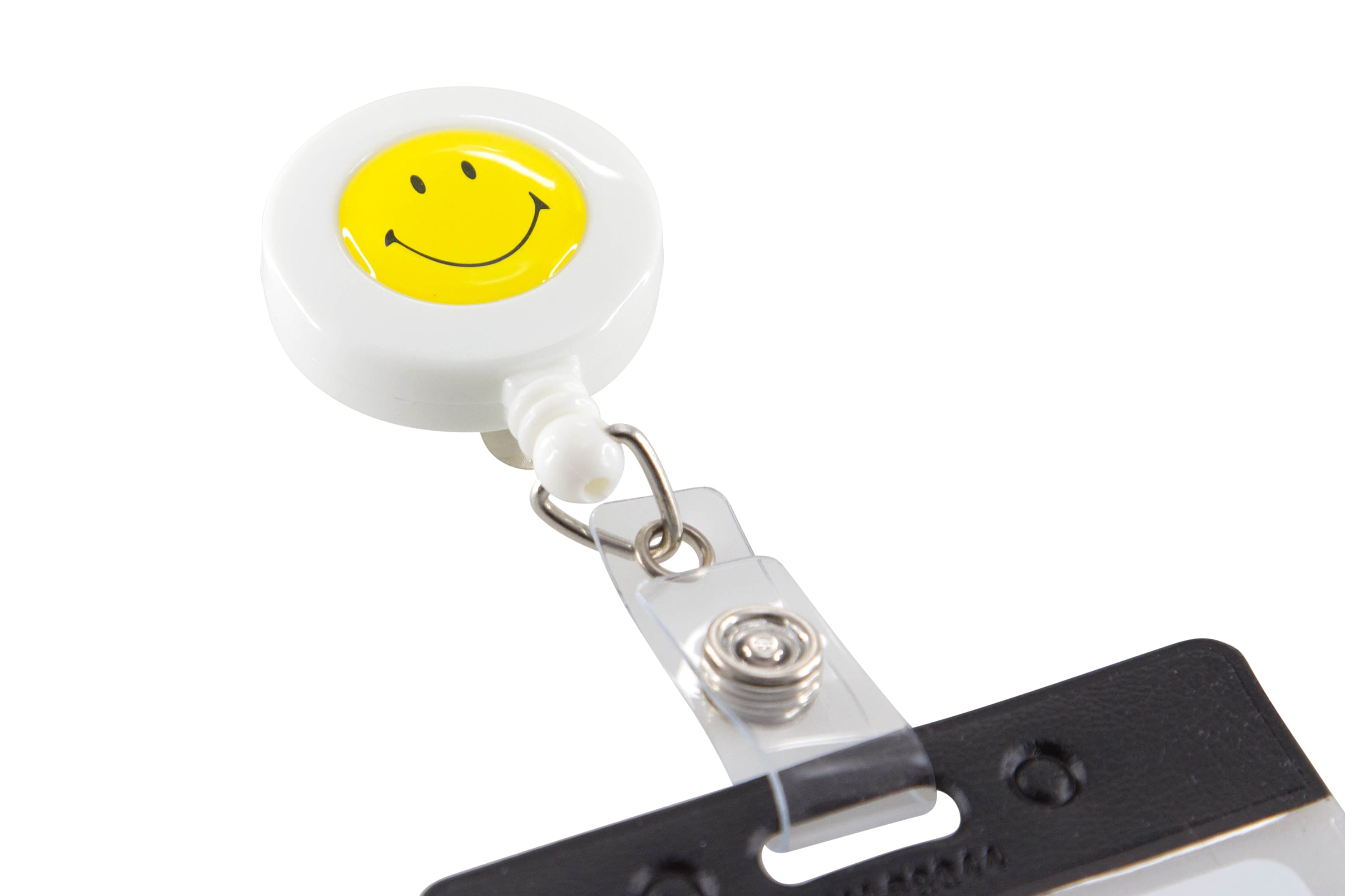 SICURIX Smiley Face ID Badge Reel Round Belt Clip Strap WHITE (68808) –  Baumgartens 