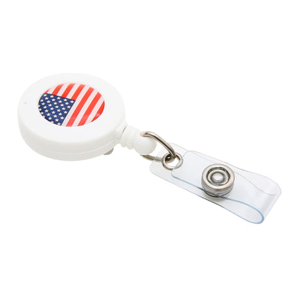 SICURIX US Flag ID Badge Reel Round Belt Clip Strap WHITE (68838)
