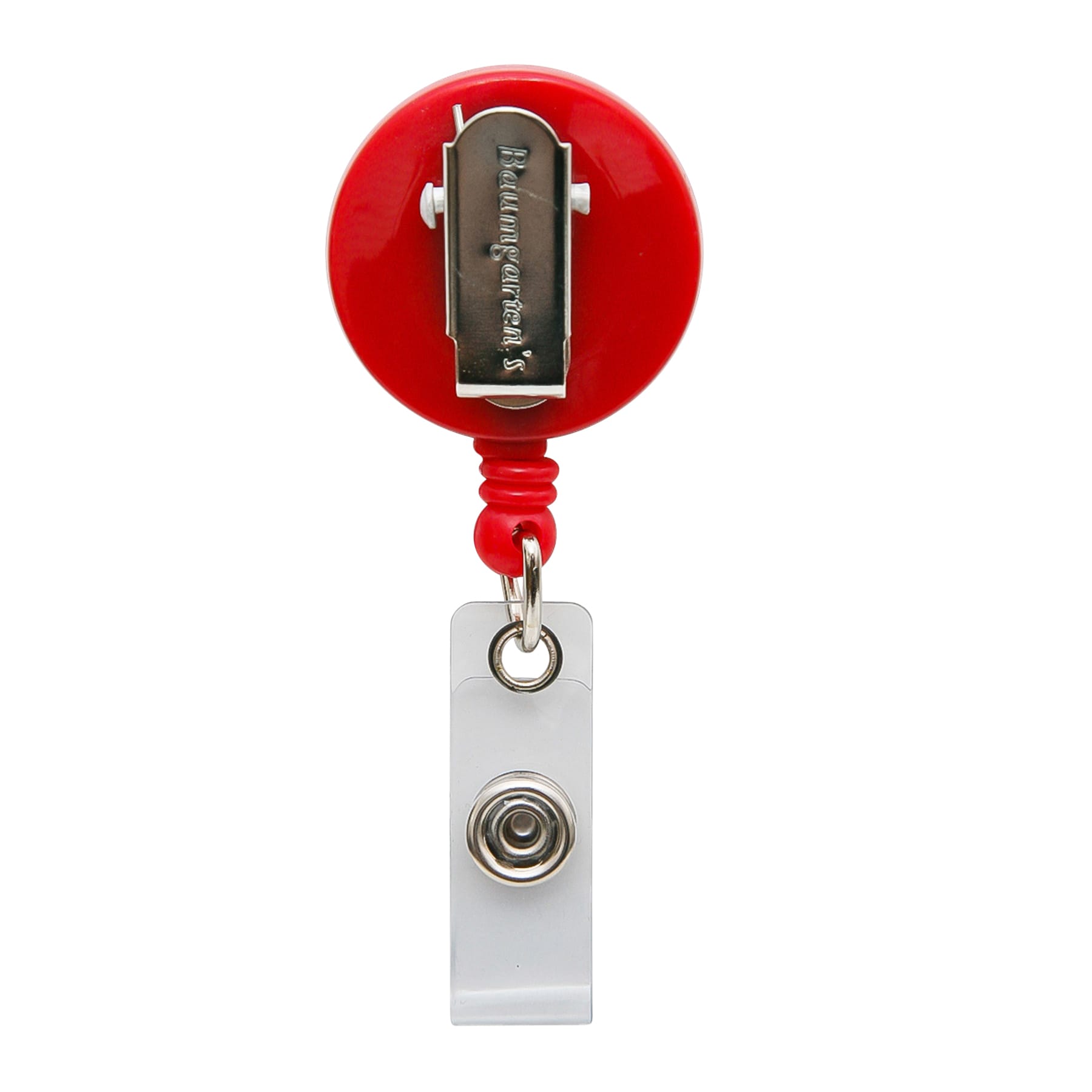 SICURIX Standard ID Badge Reel Round Swivel Spring Clip Strap RED