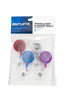 SICURIX Translucent ID Badge Reels Round Belt Clip Strap 4 Pack RED BLUE CLEAR PURPLE (68884)