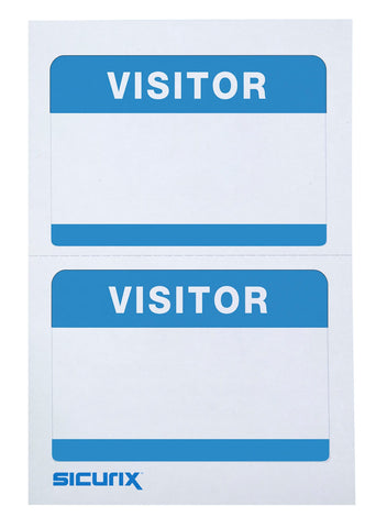SICURIX Visitor Adhesive Badges 2 Per Sheet 100 Pack WHITE (67630)
