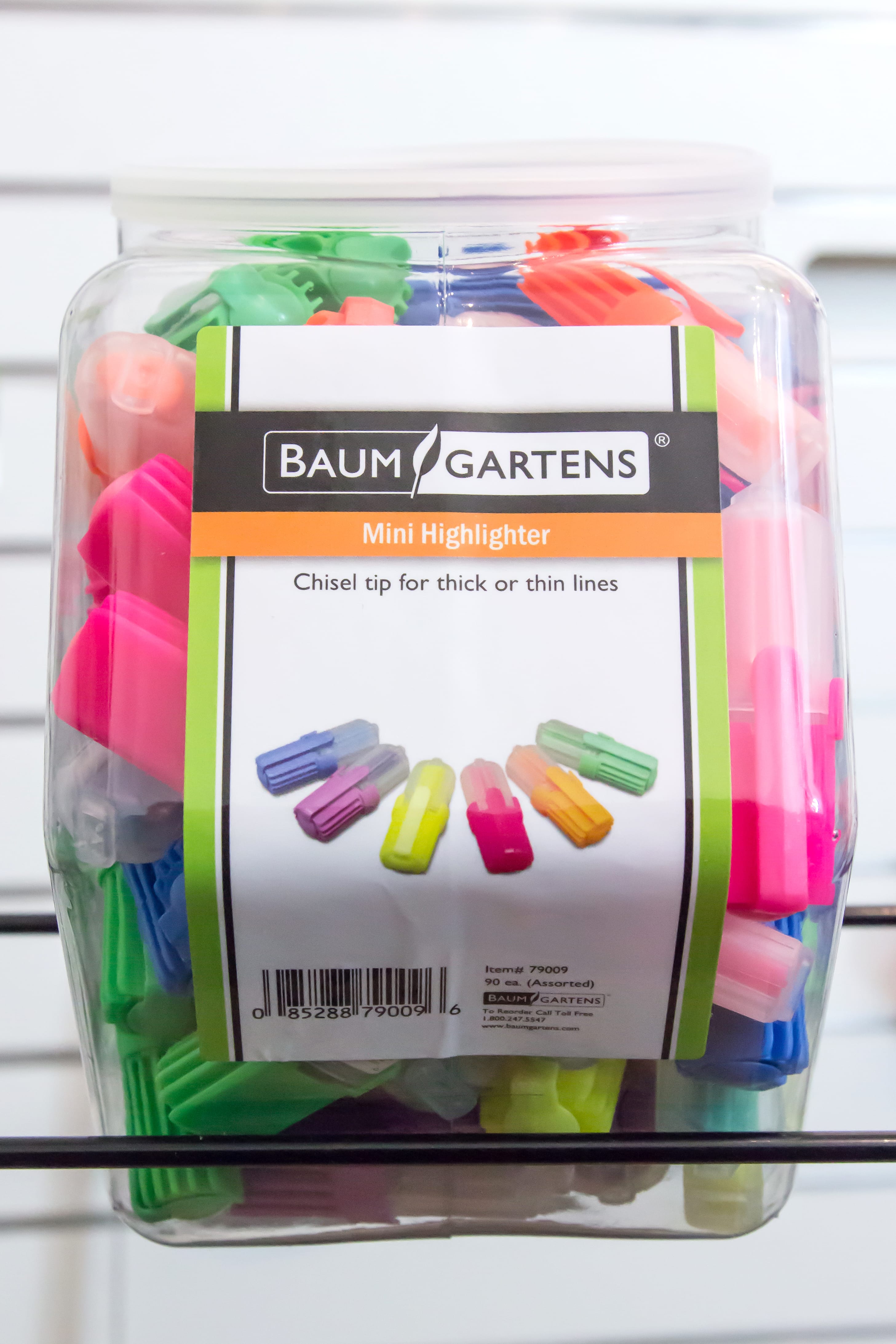 Baumgartens Mini Highlighters Hexagonal Tub Display of 90 Assorted Colors (79009)