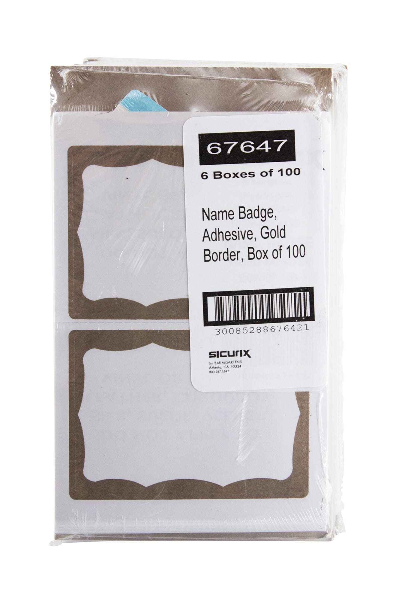 SICURIX GOLD Border Adhesive Badges 2 Per Sheet 100 Pack WHITE (67647)