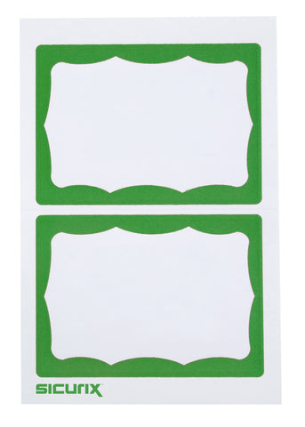 SICURIX GREEN Border Adhesive Badges 2 Per Sheet 100 Pack WHITE (67646)